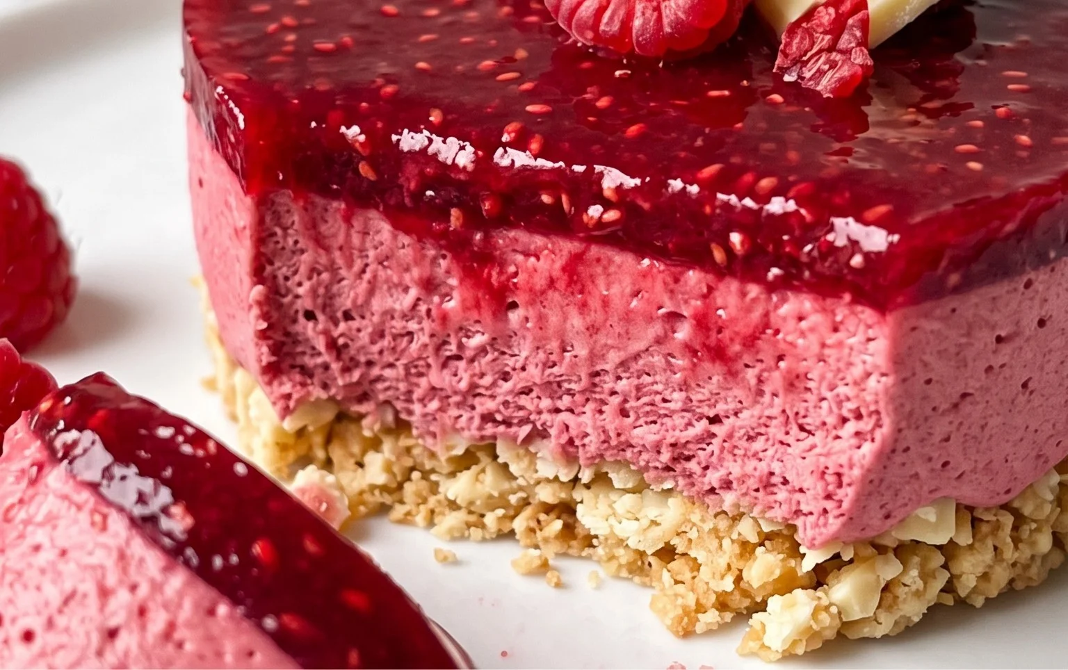 Bavarois Framboise, Croustillant Chocolat Blanc